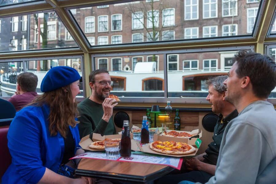 Amsterdam: Original Pizza Dinner Cruise + Unlimited Drinks - Magere Brug and the Dancing Houses