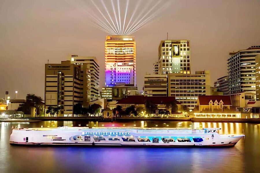 Bangkok: Carnival Dinner Cruise with Free-Flow Beer & Buffet - A lively night begins at Riverside Bangkok Hotel