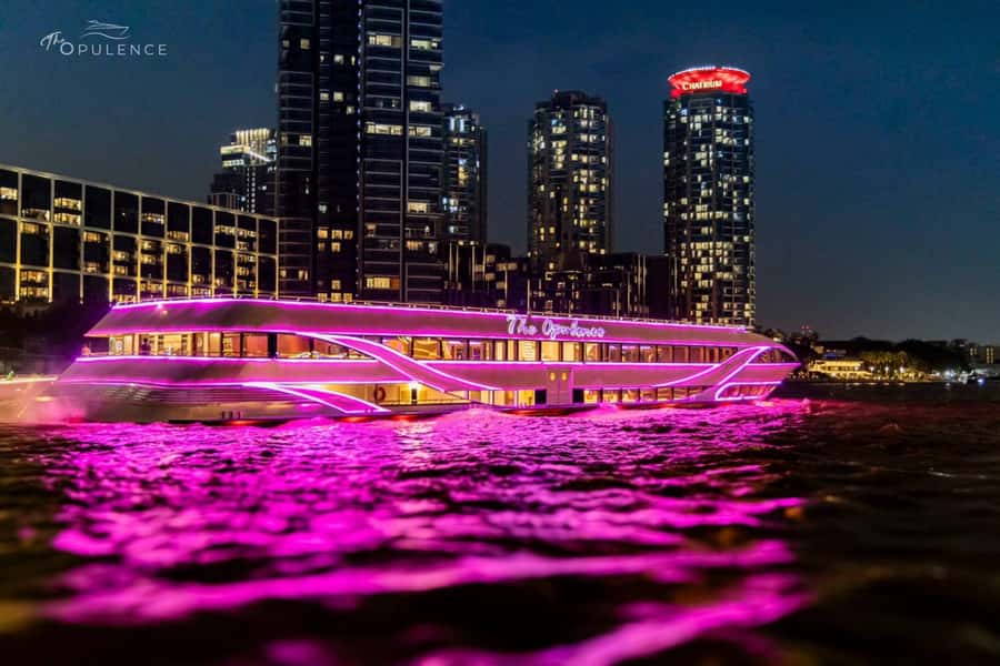 Bangkok: The Opulence Chao Phraya Lavish Dinner Cruise - A nighttime view of Bangkok from the Chao Phraya