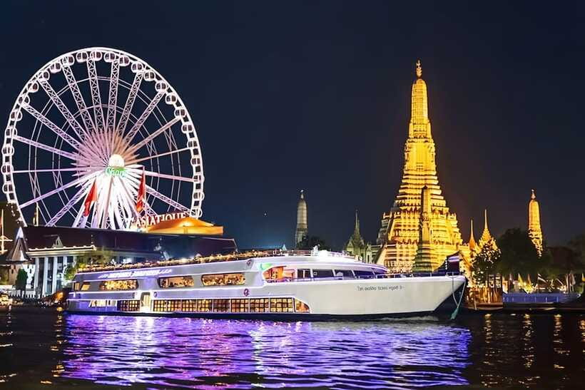 Bangkok: White Orchid Chao Phraya Dinner Cruise free Beer - The river sights, in the order you see them