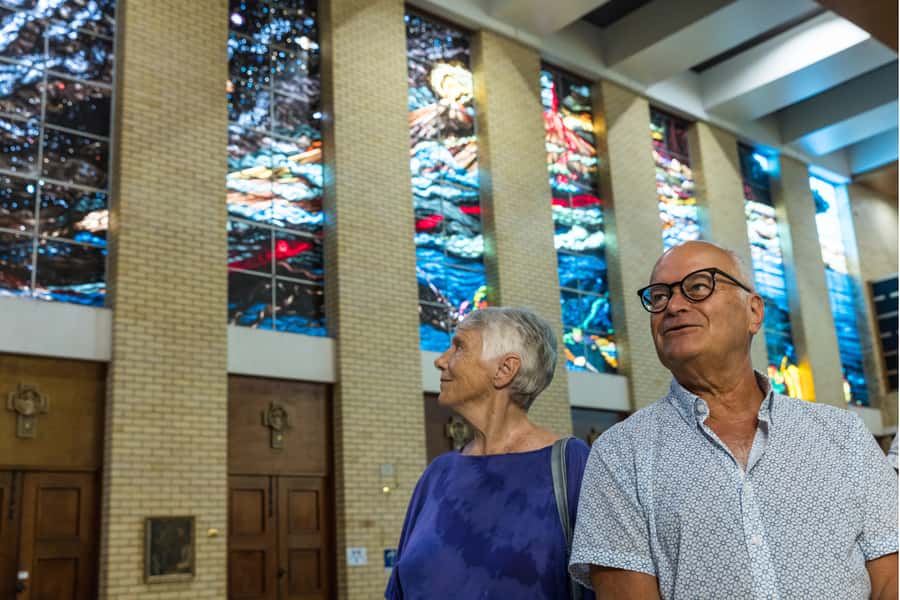 Cairns: City Sights Tour with Evening Dinner Cruise - St Monica’s Cathedral and its stained glass