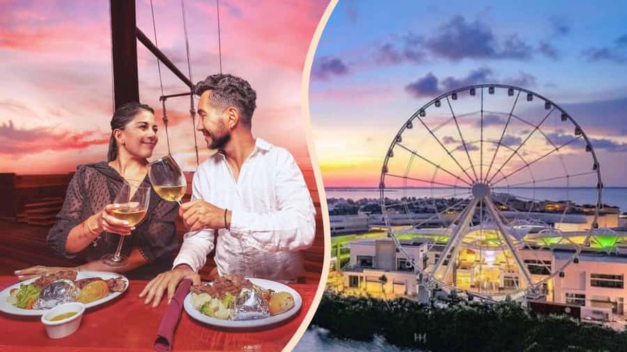 Cancún: Columbus Dinner Cruise and Sky Wheel Pass Go - Dinner, Drinks, And Live Saxophone