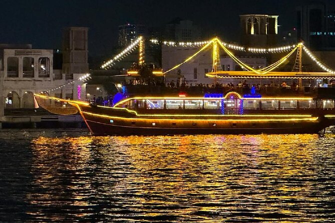 Dubai Dhow Cruise Dinner Al Seef Creek Multicusine - Boarding the wooden dhow for dinner