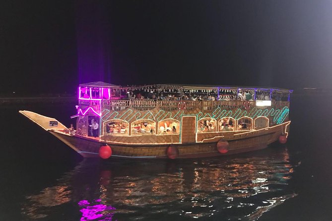 Dubai Dhow Cruise Dinner in Creek - Boarding a decorated dhow at Dubai Creek