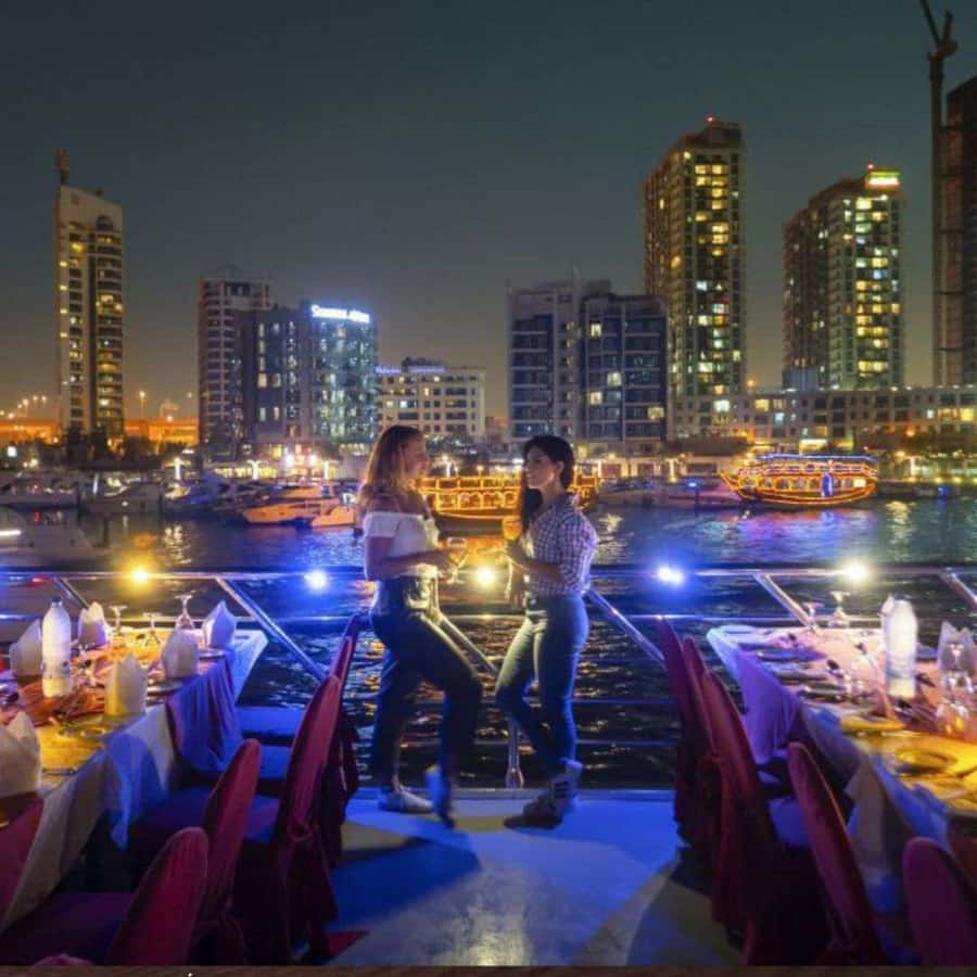 Dubai Dhow Cruise Marina Dinner with Transportation - The upper deck can change the whole evening