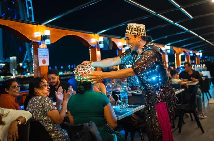 Dubai: Dinner Dhow Cruise with Live Entertainment Al Seef - What dinner is like for $12