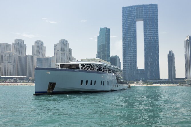 Dubai: Lotus Mega Yacht 3-Hours Dinner Cruise Tour - Ain Dubai and Bluewaters after dark