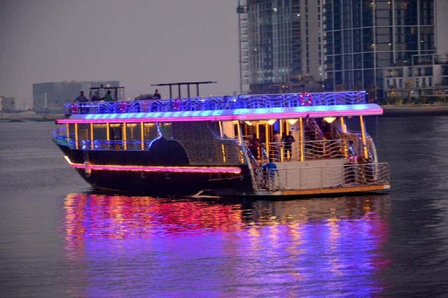Dubai Marina Dhow Cruise: Dinner Buffet & Live Entertainment - Blue Water Island and Dubai Harbour from the boat