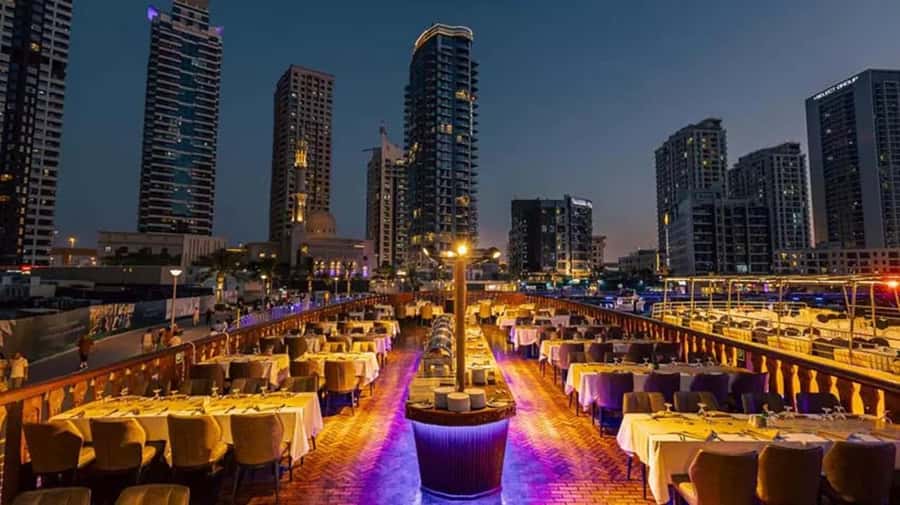 Dubai: Marina Dhow Dinner Cruise with Live Entertainment - The route: JBR, Blue Water Island, and Ain Dubai