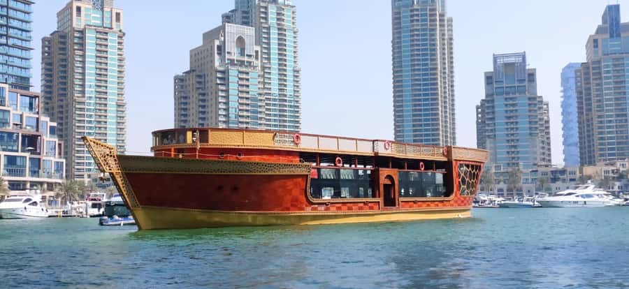 Dubai Marina: Dinner Cruise in a Traditional Boat - Dinner begins as the boat prepares to sail