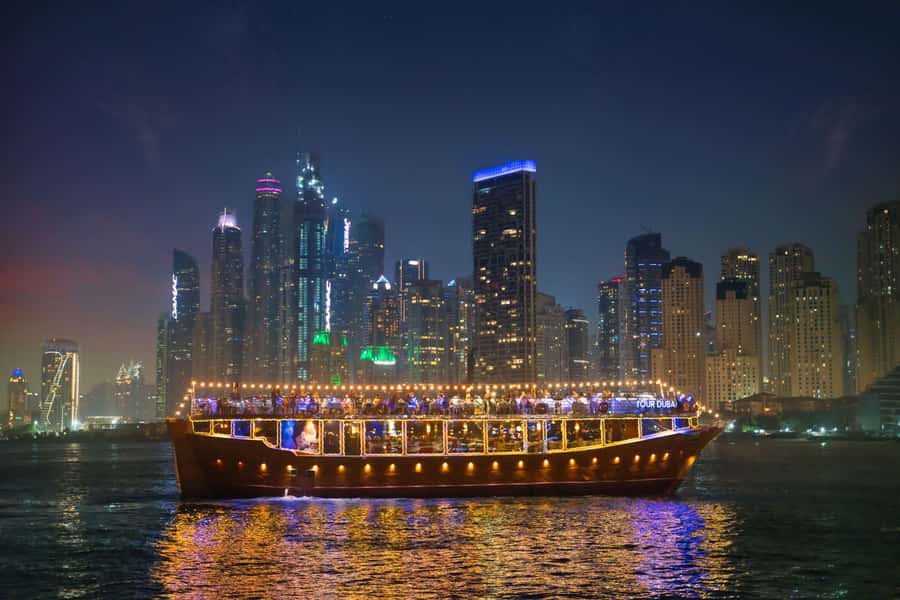 Dubai: Marina Luxury Dhow Dinner Cruise - The upper deck or the air-conditioned lower deck