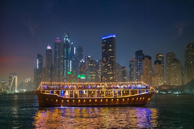 Dubai Marina: Luxury Dhow Dinner Cruise with Hotel Transfer - Starting at Dubai Harbour with an Emirati welcome