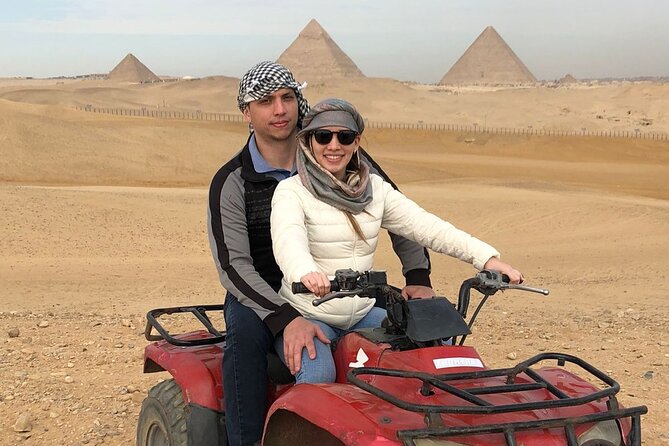 Giza pyramids, Sphinx, ATV bike, Lunch,Camel ride, Dinner cruise& shopping tour - Khufu, Khafre, and Menkaure: three very different pyramids