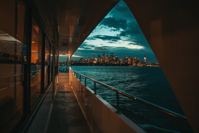 Journey Beyond All-Inclusive Sydney Harbour Dinner Cruise - Sydney Harbour at sunset, with dinner underway