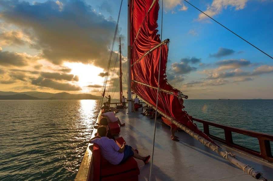 Koh Samui: Red Baron Romantic Sunset Dinner Cruise - Cheong Mon Beach and the Gulf views
