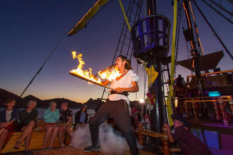 Los Cabos: Pirate Ship Sunset Cruise & Show with Dinner - BBQ dinner arrives as the sun goes down