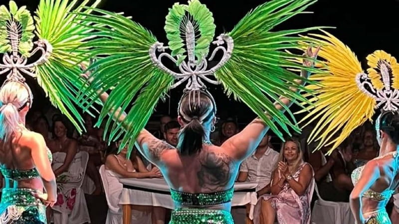Paphos: Wave Dancer Fireworks, Buffet Dinner & Show Cruise - Live music, dancing, and aerial performance