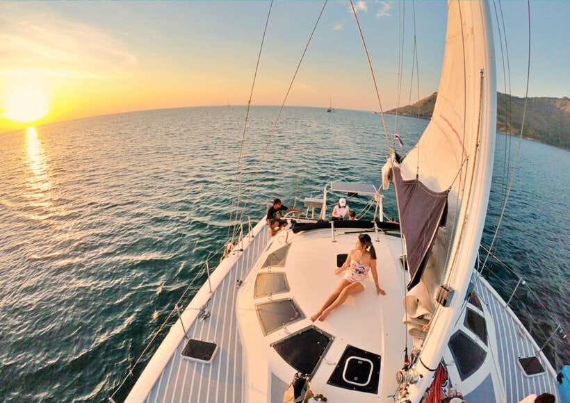 Phuket: Coral Island Catamaran Cruise with Sunset Dinner - The catamaran ride to Koh Hey