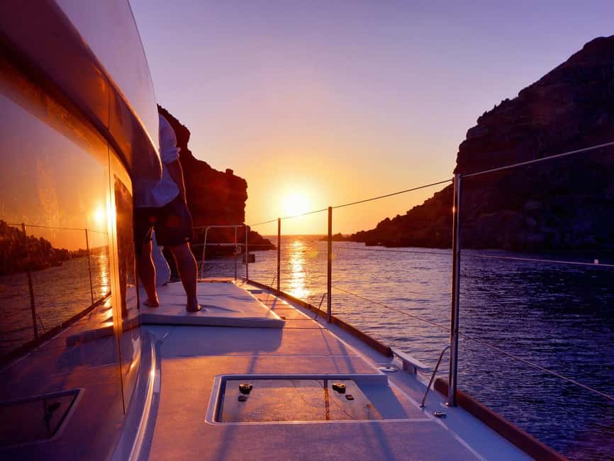 Rethymno: Luxury Sunset Cruise with Dinner and Drinks - A modern catamaran with room to spread out