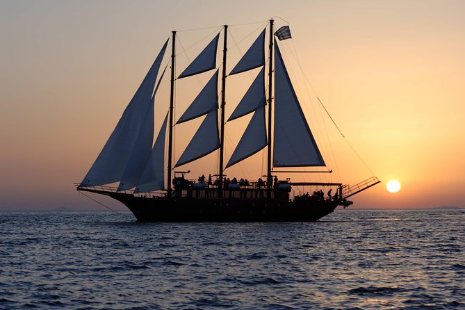 Santorini Caldera Sunset Sailing Cruise with Dinner and Wine - Palea Kameni: a short swim to the hot springs