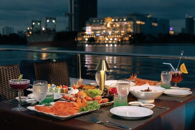 Scenic Bangkok Unicorn Dinner Cruise on Chao Phraya River - River City, Taksin Bridge, and the changing city