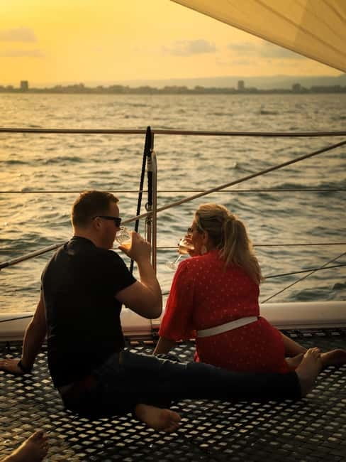 Sunny Beach: Sunset Catamaran Cruise with Dinner & Prosecco - Getting to the harbor by red London bus