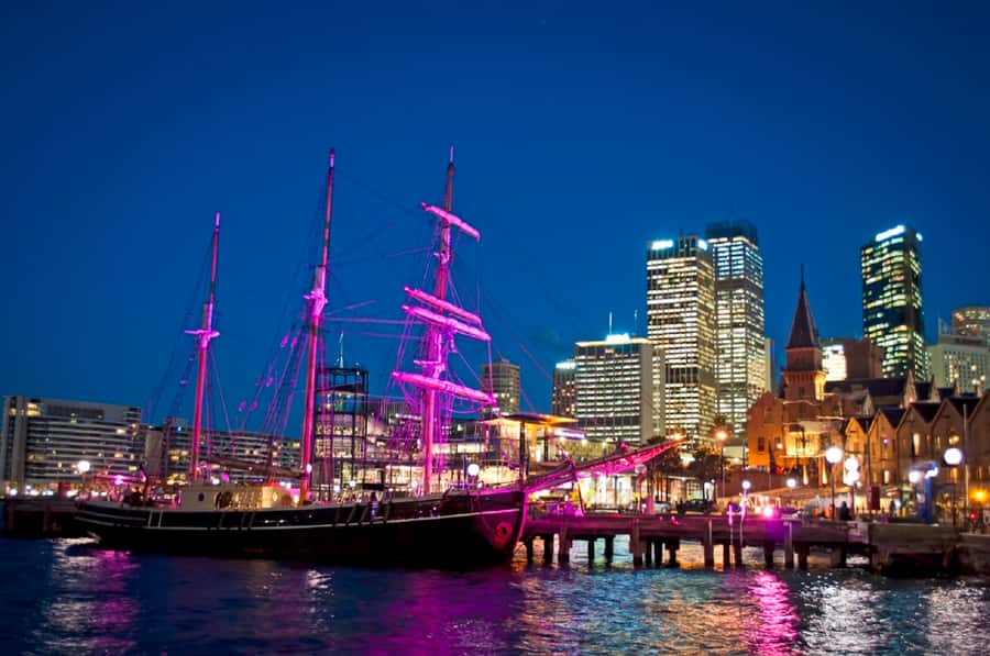 Sydney Harbour: Tall Ship Vivid Dinner Cruise - Boarding Between The Rocks And Circular Quay