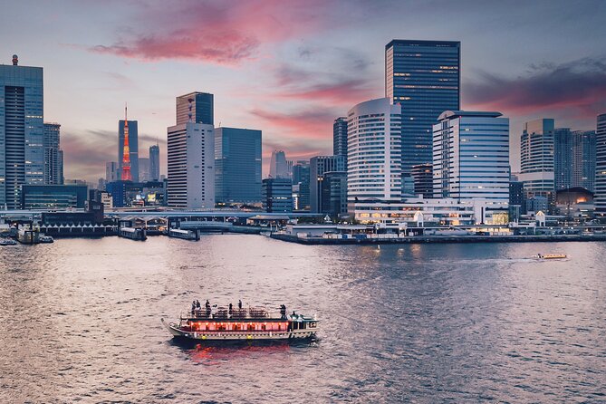 Tokyo Bay Yakatabune Dinner/Day Cruise with Japan Show and Drinks - Fuji TV, Tokyo Tower, and the city lights